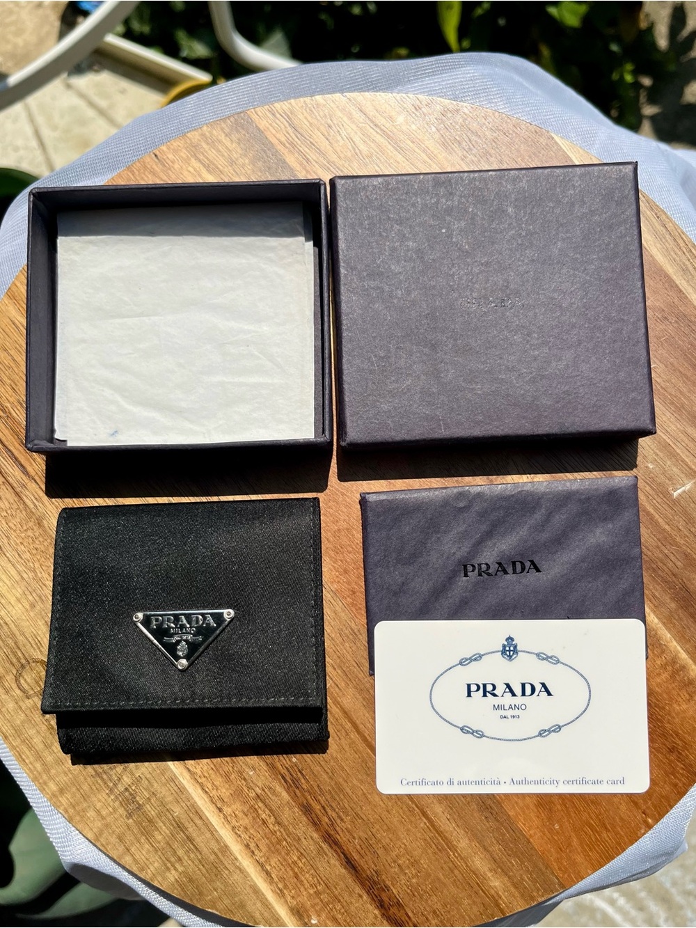 PRADA Black Nylon Wallet cardholder with authenticity card